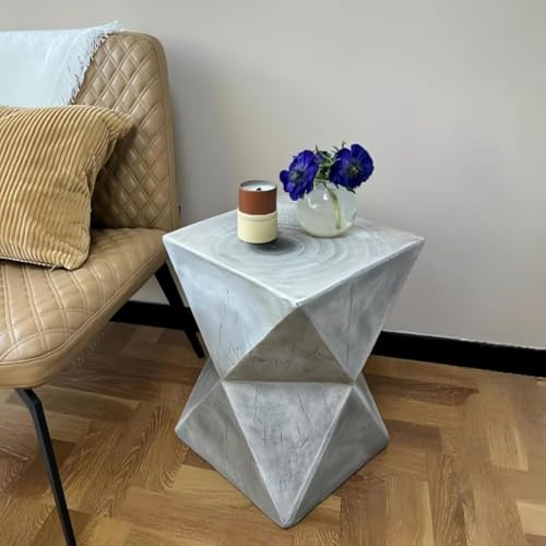 Zxyler北欧風 スタイリッシュ サイドテーブル| 木製 × セメント素材 超薄型 コンパクト ミニテーブル | 屋内・屋外両用 ソファサイド・ベッドサイドに最適 ソファテーブルとしても活用 | 防水仕様 組み立て不要 簡単設置 ミニソファとも相性良好 (ブラウン)